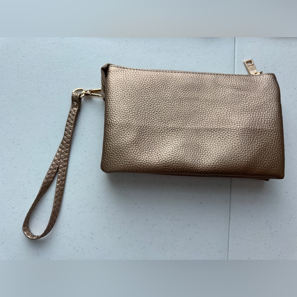 Metallic Gold Wristlet Clutch - Sleek Women's Bag